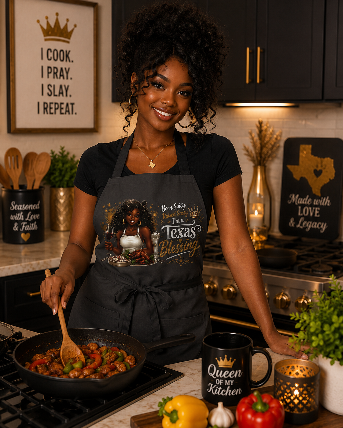 Soul Food Chef Apron – "Born Spicy' Raised Sassy"