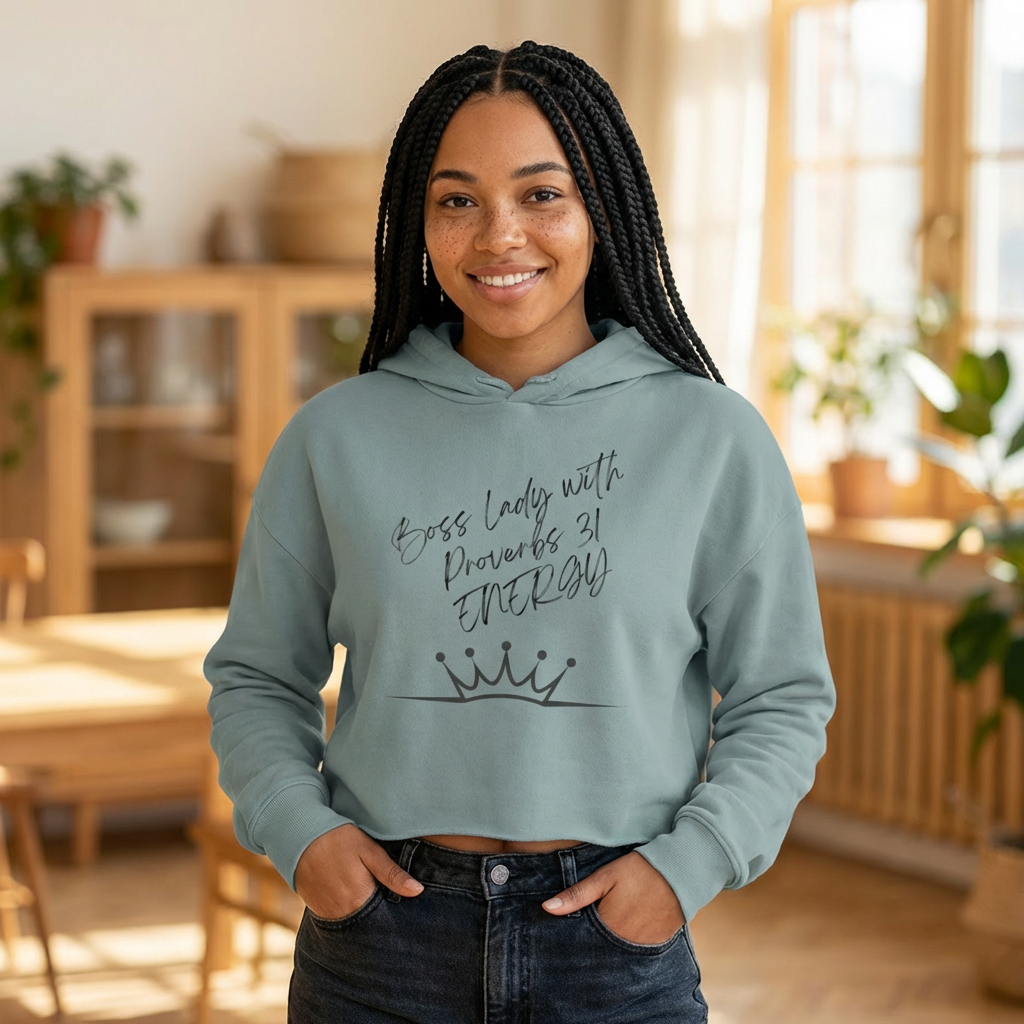 Cropped Hoodie — "Boss Lady with Proverbs 31 Energy"