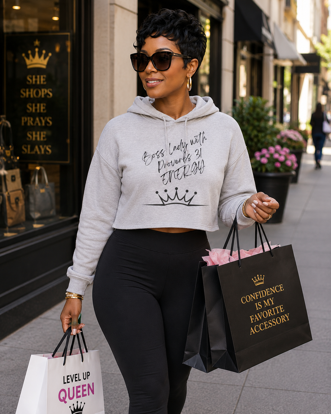 Cropped Hoodie — "Boss Lady with Proverbs 31 Energy"
