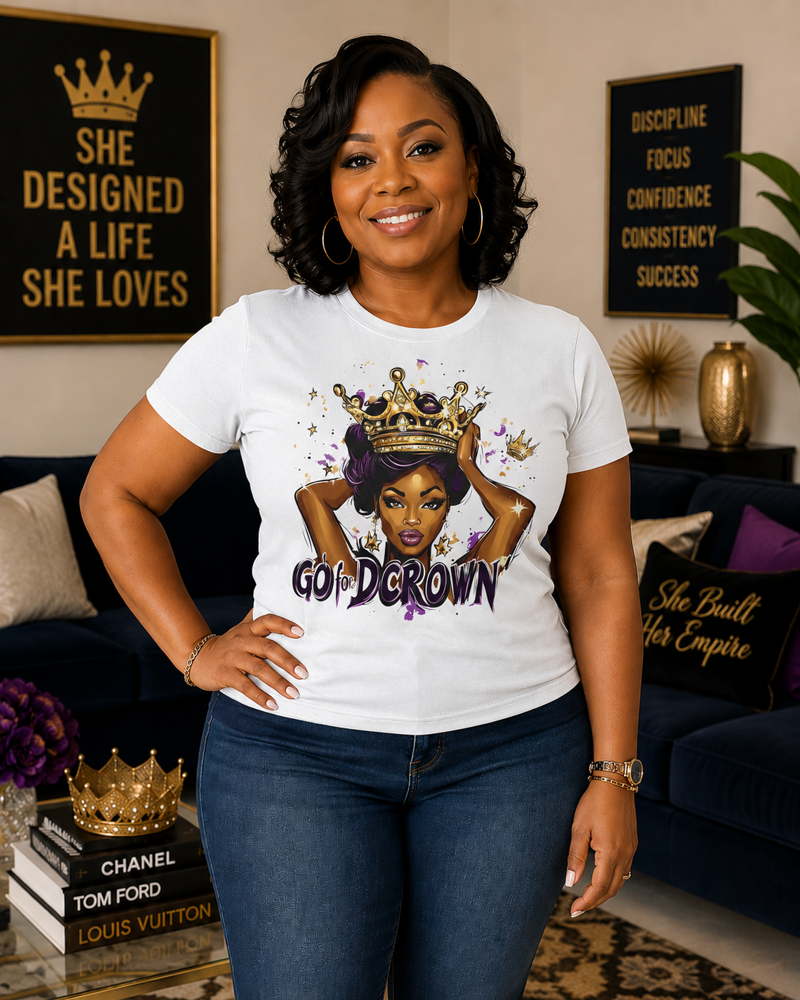 Queen Crown Tee — "Go for DCrown" Women's Graphic T-Shirt