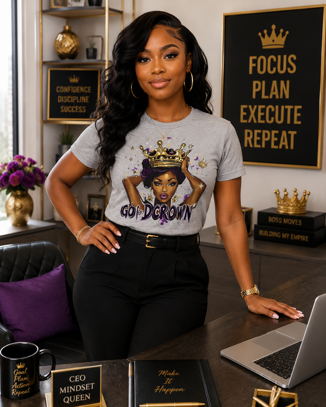 Queen Crown Tee — "Go for DCrown" Women's Graphic T-Shirt