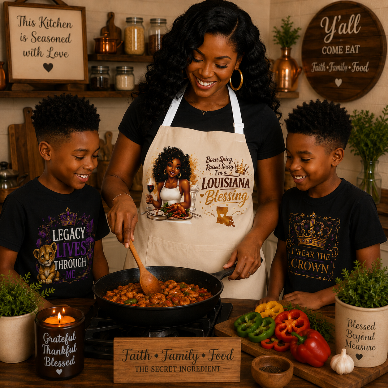 Soul Food Chef Apron – "Born Spicy' Raised Sassy"