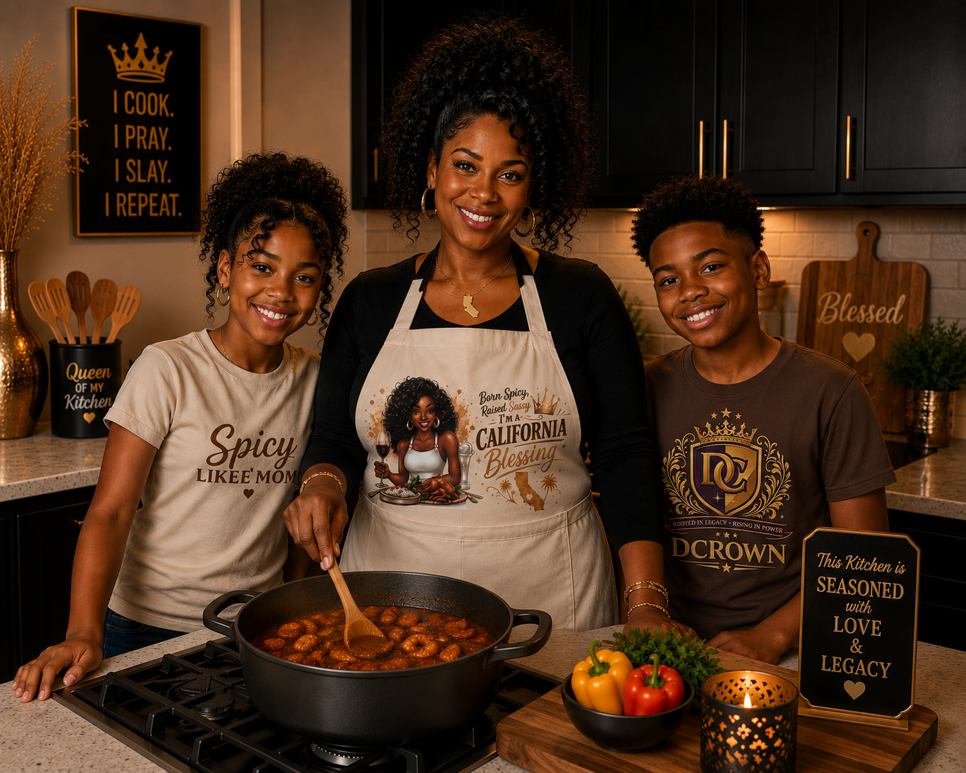 Soul Food Chef Apron – "Born Spicy' Raised Sassy"